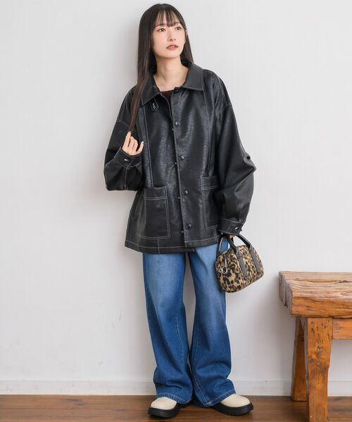 RETRO GIRL（レトロガール）の「Fレザーカバーオール（その他アウター・レディース・ブラック/ブラウン/ベージュ・FREE）」の5枚目の写真