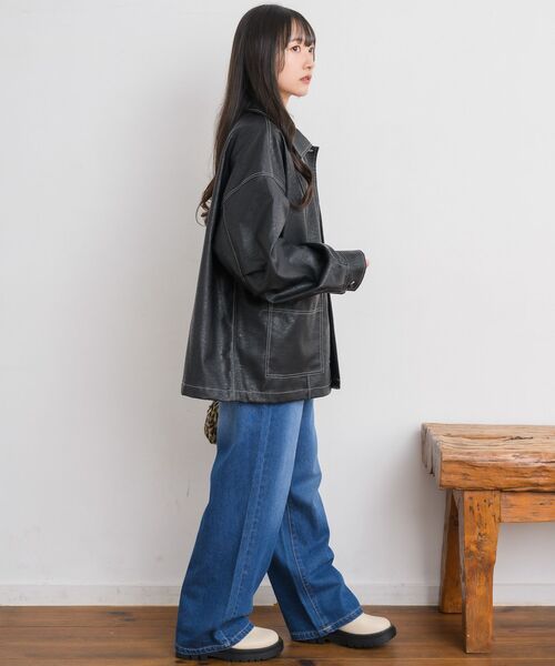 RETRO GIRL（レトロガール）の「Fレザーカバーオール（その他アウター・レディース・ブラック/ブラウン/ベージュ・FREE）」の6枚目の写真