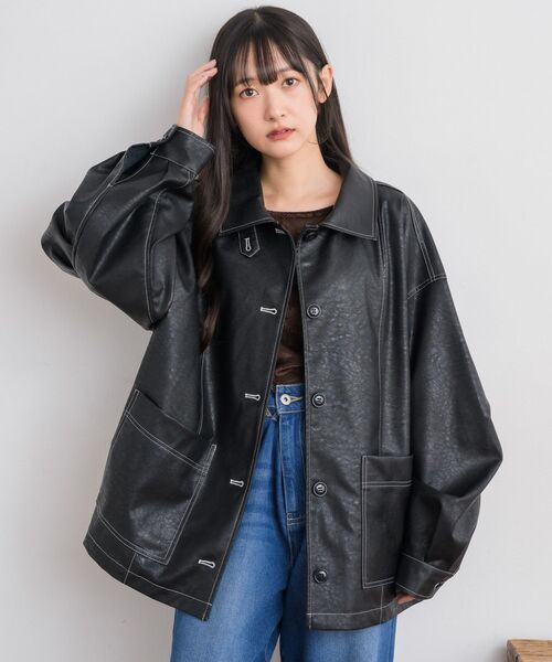 RETRO GIRL（レトロガール）の「Fレザーカバーオール（その他アウター・レディース・ブラック/ブラウン/ベージュ・FREE）」の9枚目の写真