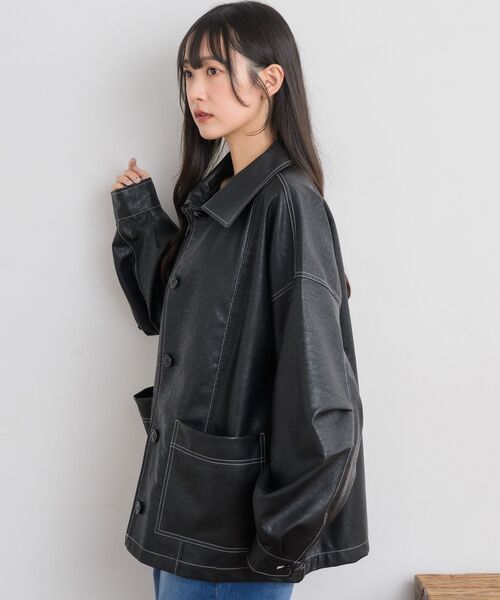 RETRO GIRL（レトロガール）の「Fレザーカバーオール（その他アウター・レディース・ブラック/ブラウン/ベージュ・FREE）」の11枚目の写真