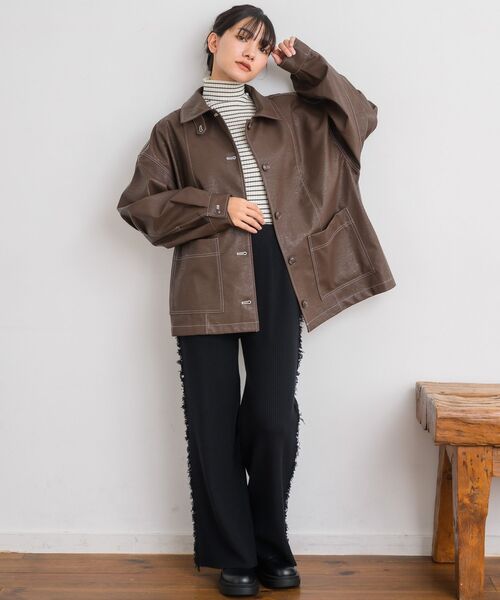 RETRO GIRL（レトロガール）の「Fレザーカバーオール（その他アウター・レディース・ブラック/ブラウン/ベージュ・FREE）」の14枚目の写真