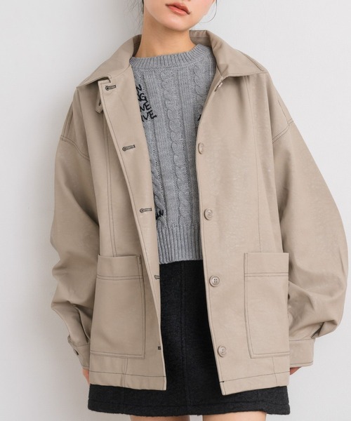 RETRO GIRL（レトロガール）の「Fレザーカバーオール（その他アウター・レディース・ブラック/ブラウン/ベージュ・FREE）」の3枚目の写真