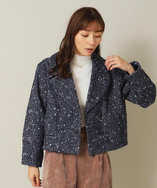 ITS'DEMO（イッツデモ）の「◆【手洗い可】ツイードショートコート（チェスターコート・レディース・ネイビー系3/ブラック系3・00）」の3枚目の写真