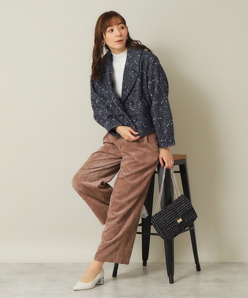 ITS'DEMO（イッツデモ）の「◆【手洗い可】ツイードショートコート（チェスターコート・レディース・ネイビー系3/ブラック系3・00）」の5枚目の写真