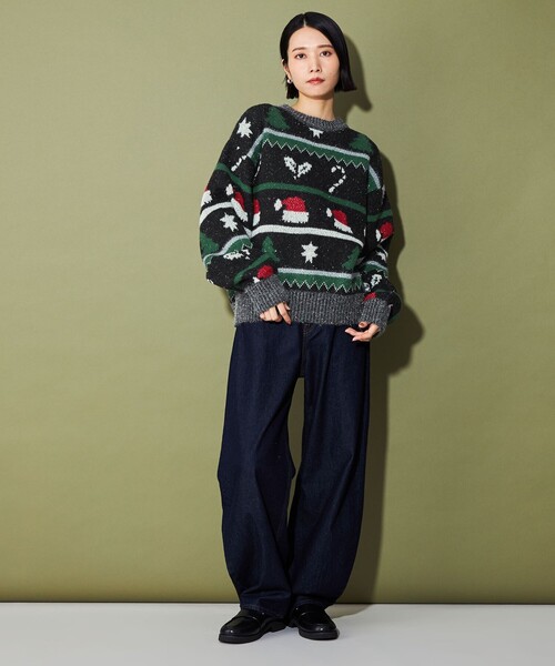 CITEN(シテン)の「<CITEN>クリスマスセーター ジャカード(ニット/セーター・レディース・ブラック・FREE)」の12枚目の写真