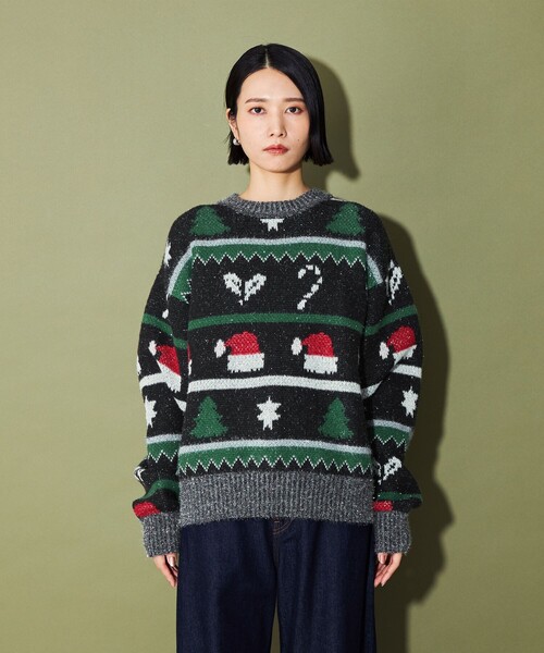 CITEN(シテン)の「<CITEN>クリスマスセーター ジャカード(ニット/セーター・レディース・ブラック・FREE)」の5枚目の写真