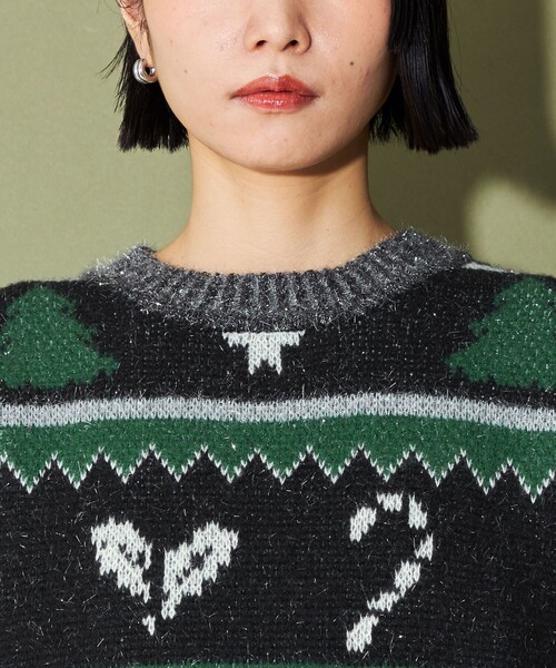 CITEN(シテン)の「<CITEN>クリスマスセーター ジャカード(ニット/セーター・レディース・ブラック・FREE)」の8枚目の写真