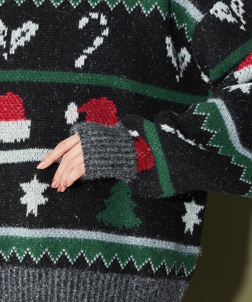 CITEN(シテン)の「<CITEN>クリスマスセーター ジャカード(ニット/セーター・レディース・ブラック・FREE)」の9枚目の写真