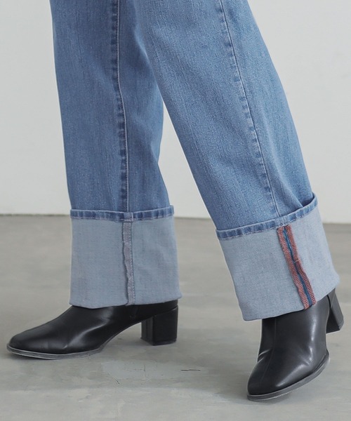 n'OrLABEL（ノアールレーベル）の「『ロールアップストレートデニムパンツ』（デニムパンツ・レディース・ネイビー/ブルー/オフホワイト・L～LL/S～Ｍ/3L）」の12枚目の写真