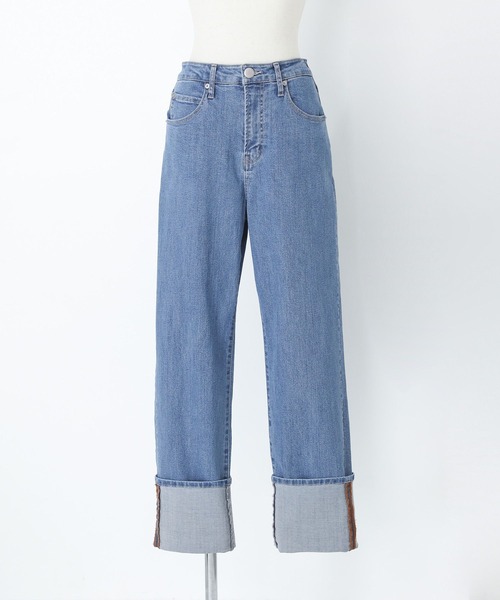 n'OrLABEL（ノアールレーベル）の「『ロールアップストレートデニムパンツ』（デニムパンツ・レディース・ネイビー/ブルー/オフホワイト・L～LL/S～Ｍ/3L）」の13枚目の写真