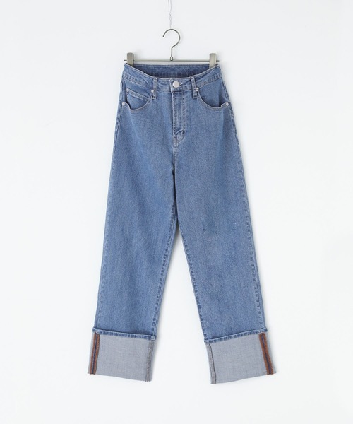 n'OrLABEL（ノアールレーベル）の「『ロールアップストレートデニムパンツ』（デニムパンツ・レディース・ネイビー/ブルー/オフホワイト・L～LL/S～Ｍ/3L）」の9枚目の写真