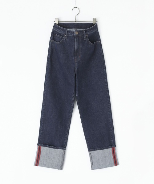 n'OrLABEL（ノアールレーベル）の「『ロールアップストレートデニムパンツ』（デニムパンツ・レディース・ネイビー/ブルー/オフホワイト・L～LL/S～Ｍ/3L）」の4枚目の写真