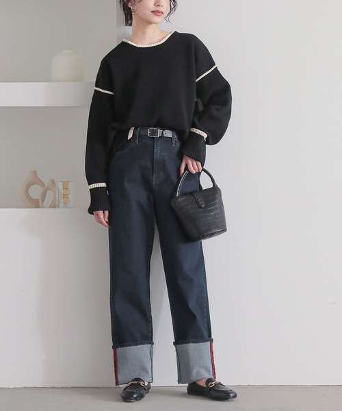 n'OrLABEL（ノアールレーベル）の「『ロールアップストレートデニムパンツ』（デニムパンツ・レディース・ネイビー/ブルー/オフホワイト・L～LL/S～Ｍ/3L）」の22枚目の写真