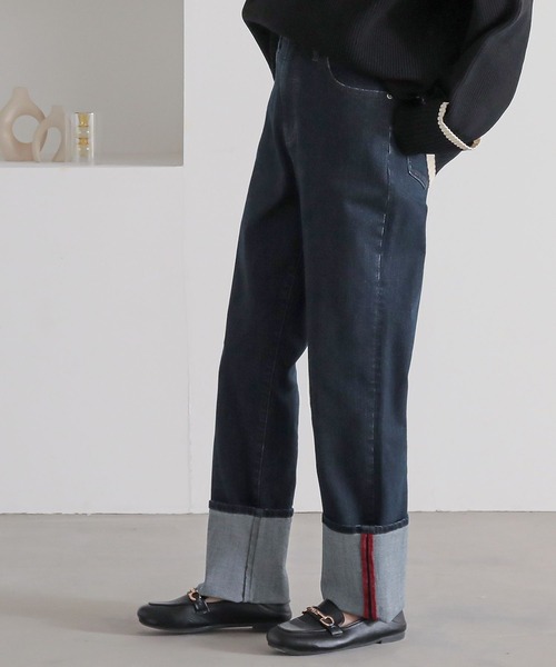 n'OrLABEL（ノアールレーベル）の「『ロールアップストレートデニムパンツ』（デニムパンツ・レディース・ネイビー/ブルー/オフホワイト・L～LL/S～Ｍ/3L）」の20枚目の写真