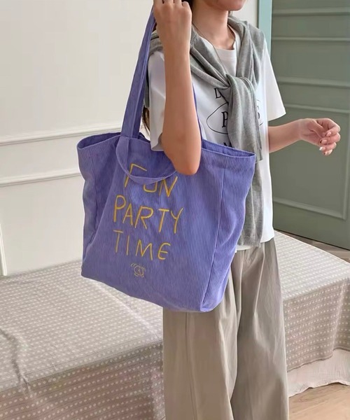 Port（ポート）の「【 Port / ポート 】  ロゴ刺繍 コーデュロイ トートバッグ #（トートバッグ・レディース・ホワイト/ブラウン/レッド/パープル/イエロー/ライトブルー・FREE）」の5枚目の写真