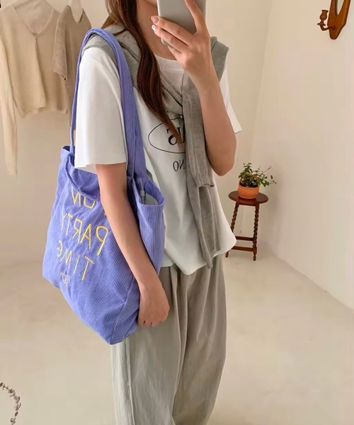 Port（ポート）の「【 Port / ポート 】  ロゴ刺繍 コーデュロイ トートバッグ #（トートバッグ・レディース・ホワイト/ブラウン/レッド/パープル/イエロー/ライトブルー・FREE）」の14枚目の写真
