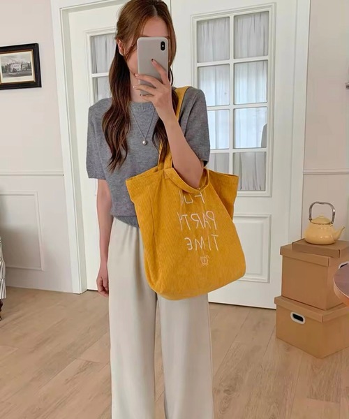 Port（ポート）の「【 Port / ポート 】  ロゴ刺繍 コーデュロイ トートバッグ #（トートバッグ・レディース・ホワイト/ブラウン/レッド/パープル/イエロー/ライトブルー・FREE）」の18枚目の写真