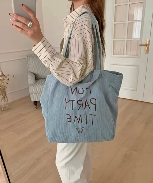 Port（ポート）の「【 Port / ポート 】  ロゴ刺繍 コーデュロイ トートバッグ #（トートバッグ・レディース・ホワイト/ブラウン/レッド/パープル/イエロー/ライトブルー・FREE）」の13枚目の写真