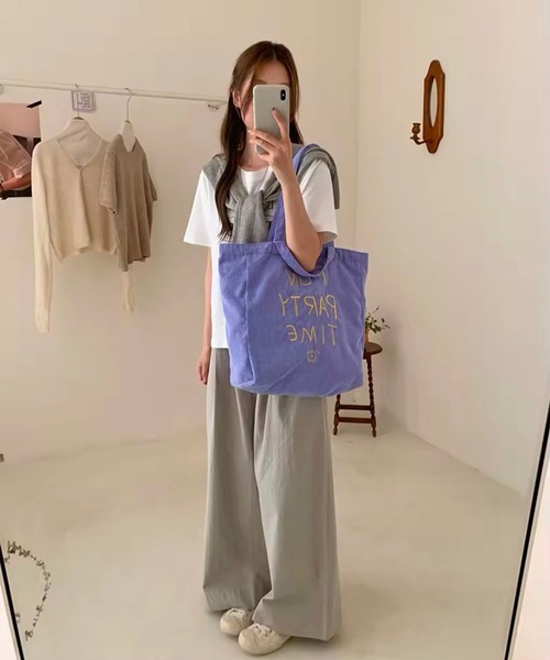 Port（ポート）の「【 Port / ポート 】  ロゴ刺繍 コーデュロイ トートバッグ #（トートバッグ・レディース・ホワイト/ブラウン/レッド/パープル/イエロー/ライトブルー・FREE）」の15枚目の写真