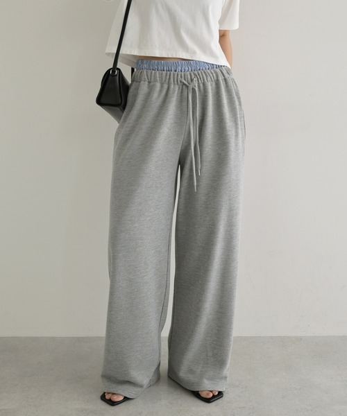ダブルウエスト裏毛スウェットワイドパンツ（スウェットパンツ