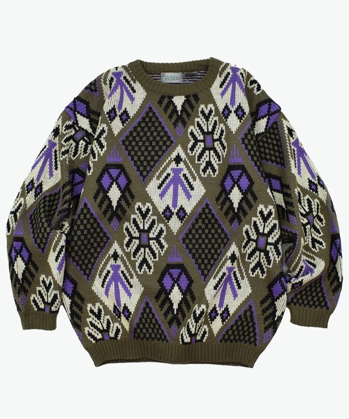 【ヴィンテージ古着】90’s B.E-Z 総柄 アクリル ニット（ニット/セーター）｜VINTAGE（ヴィンテージ）