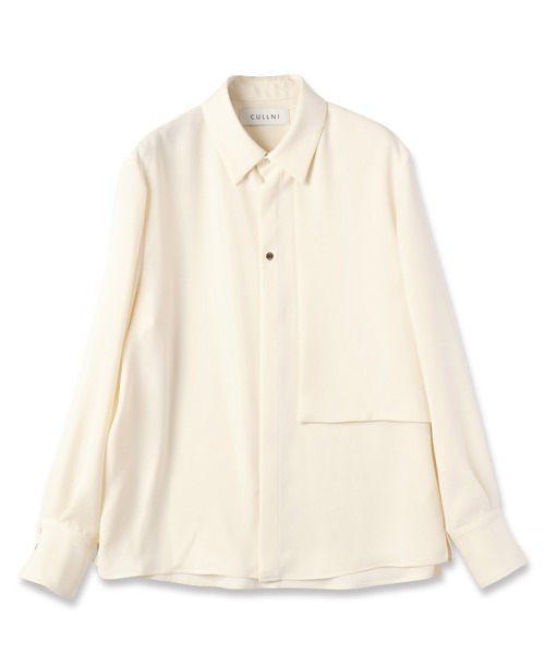 CULLNI(クルニ)の「Dry Double Satin Asymmetrical Long Sleeve Shirt(シャツ/ブラウス・メンズ・チャコール/グリーン/オフホワイト/ブラック・1/2/0)」の7枚目の写真