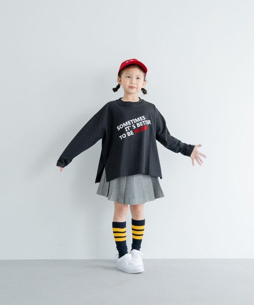 LOWRYS FARM（ローリーズファーム）の「アソートプリントＬＳＴ　288072（Tシャツ/カットソー・キッズ・パープル/ブラック/チャコールグレー/オフホワイト・110cm/120cm/130cm/140cm/150cm）」の7枚目の写真