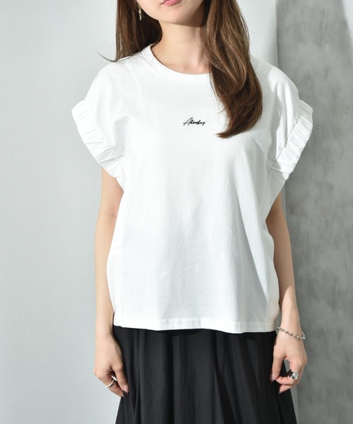 インタープラネット INTERPLANET カットソー 七分袖 アシメ 黄緑 F