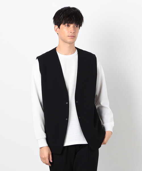 COMME CA ISM(コムサイズム)の「【セットアップ対応】綿混ダンボールニット ジレ(ベスト・メンズ・ブラック/チャコール・MEDIUM/LARGE)」の11枚目の写真