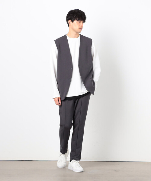 COMME CA ISM(コムサイズム)の「【セットアップ対応】綿混ダンボールニット ジレ(ベスト・メンズ・ブラック/チャコール・MEDIUM/LARGE)」の12枚目の写真