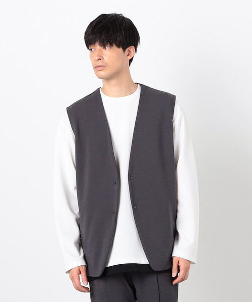 COMME CA ISM(コムサイズム)の「【セットアップ対応】綿混ダンボールニット ジレ(ベスト・メンズ・ブラック/チャコール・MEDIUM/LARGE)」の13枚目の写真