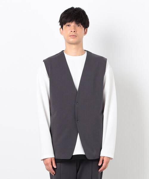 COMME CA ISM(コムサイズム)の「【セットアップ対応】綿混ダンボールニット ジレ(ベスト・メンズ・ブラック/チャコール・MEDIUM/LARGE)」の14枚目の写真