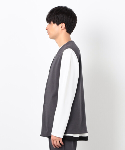 COMME CA ISM(コムサイズム)の「【セットアップ対応】綿混ダンボールニット ジレ(ベスト・メンズ・ブラック/チャコール・MEDIUM/LARGE)」の15枚目の写真