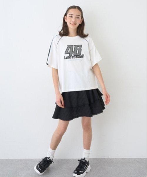pom ponette junior(ポンポネットジュニア)の「ティアードフリルスカパン(スカート・キッズ・ブラウン/グレー/ブラック・S:140cm/M:150cm/L:160cm/LL(165cm))」の21枚目の写真