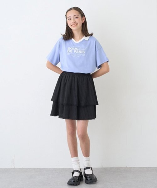 pom ponette junior(ポンポネットジュニア)の「ティアードフリルスカパン(スカート・キッズ・ブラウン/グレー/ブラック・S:140cm/M:150cm/L:160cm/LL(165cm))」の18枚目の写真