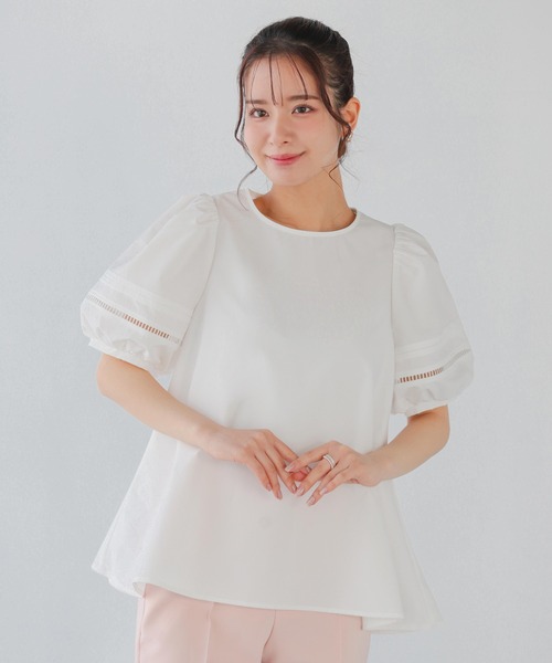 Fit more(フィットモア)の「はしごレース袖Aラインブラウス(シャツ/ブラウス・レディース・ホワイト/ネイビー/ピンク・FREE)」の1枚目の写真
