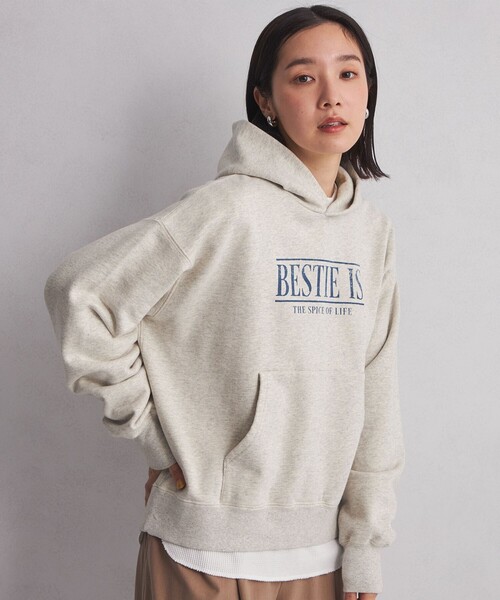 green label relaxing(グリーンレーベルリラクシング)の「【WEB限定】<at ease>ロゴ プリント フーディ(パーカー・レディース・ネイビー/ライトグレー・FREE)」の6枚目の写真