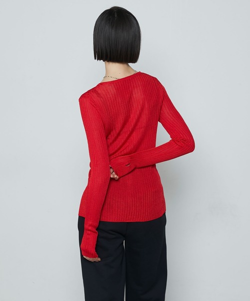 le ELMi（ルエルミ）の「Lady like compact lib cardigan / レディライク コンパクト リブ カーディガン（カーディガン/ボレロ・レディース・レッド/ブラウン/アイボリー/ブラック・FREE）」の16枚目の写真