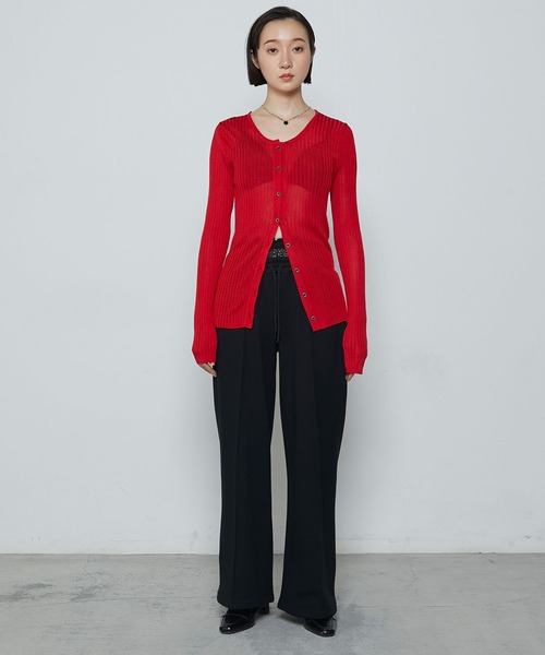 le ELMi（ルエルミ）の「Lady like compact lib cardigan / レディライク コンパクト リブ カーディガン（カーディガン/ボレロ・レディース・レッド/ブラウン/アイボリー/ブラック・FREE）」の17枚目の写真