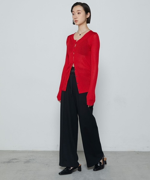 le ELMi（ルエルミ）の「Lady like compact lib cardigan / レディライク コンパクト リブ カーディガン（カーディガン/ボレロ・レディース・レッド/ブラウン/アイボリー/ブラック・FREE）」の18枚目の写真