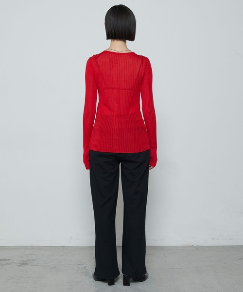 le ELMi（ルエルミ）の「Lady like compact lib cardigan / レディライク コンパクト リブ カーディガン（カーディガン/ボレロ・レディース・レッド/ブラウン/アイボリー/ブラック・FREE）」の20枚目の写真