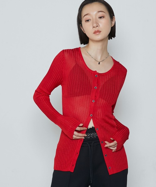 le ELMi（ルエルミ）の「Lady like compact lib cardigan / レディライク コンパクト リブ カーディガン（カーディガン/ボレロ・レディース・レッド/ブラウン/アイボリー/ブラック・FREE）」の21枚目の写真