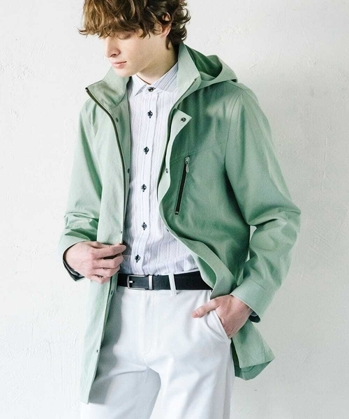 MK MICHEL KLEIN HOMME （エムケーミッシェルクランオム）の「【いよいよ残り１色のみ！/在庫限り/秋・春兼用】ライトウエイトモッズコート（モッズコート・メンズ・ミント/ブルー・46/48/51）」の3枚目の写真