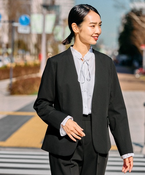 FOUND GOOD（ファウンドグッド）の「O/TRノーカラージャケット（ノーカラージャケット・レディース・ブラック/アイボリー/ネイビー・XL/L/M/S）」の2枚目の写真