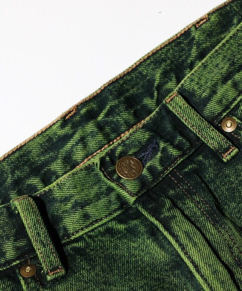 GUNG HO(ガンホー)の「GUNG HO / ガンホー DENIM BOOTS CUT PANTS OVER DYE ブーツカットデニムパンツ オーバーダイ カラーデニム(デニムパンツ・メンズ・グリーン/パープル・MEDIUM/LARGE/X-LARGE/SMALL)」の15枚目の写真