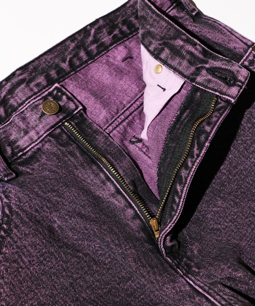 GUNG HO(ガンホー)の「GUNG HO / ガンホー DENIM BOOTS CUT PANTS OVER DYE ブーツカットデニムパンツ オーバーダイ カラーデニム(デニムパンツ・メンズ・グリーン/パープル・MEDIUM/LARGE/X-LARGE/SMALL)」の4枚目の写真