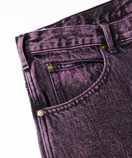 GUNG HO(ガンホー)の「GUNG HO / ガンホー DENIM BOOTS CUT PANTS OVER DYE ブーツカットデニムパンツ オーバーダイ カラーデニム(デニムパンツ・メンズ・グリーン/パープル・MEDIUM/LARGE/X-LARGE/SMALL)」の5枚目の写真