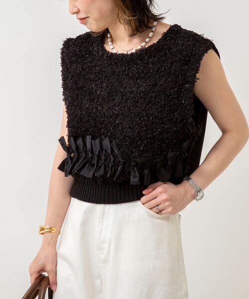 NOLLEY’S(ノーリーズ)の「《手洗い可能》ツイード&リボンベスト(ベスト・レディース・ブラック/オフホワイト・38)」の9枚目の写真