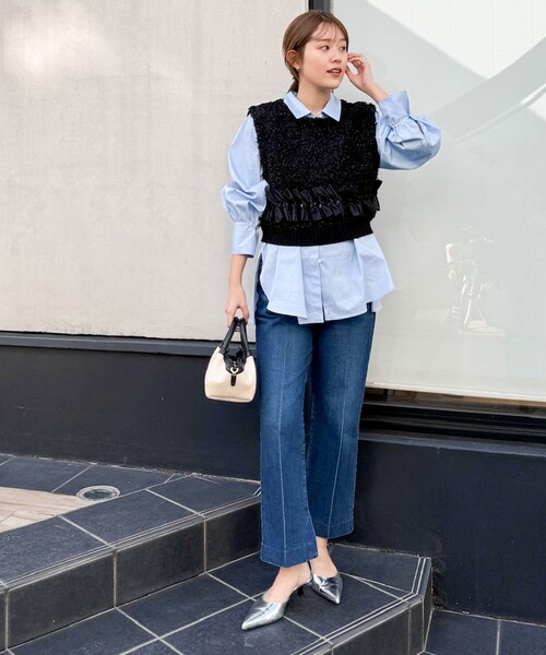 NOLLEY’S(ノーリーズ)の「《手洗い可能》ツイード&リボンベスト(ベスト・レディース・ブラック/オフホワイト・38)」の10枚目の写真