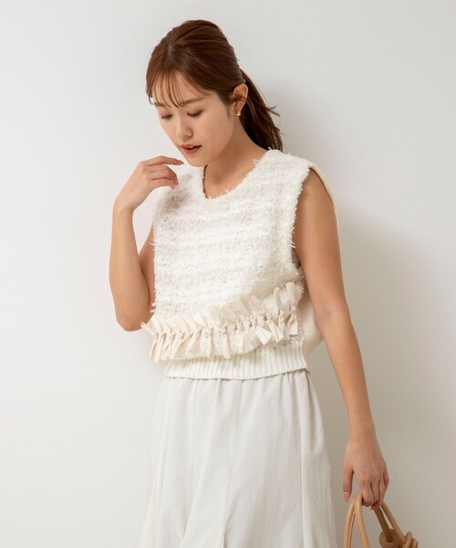 NOLLEY’S(ノーリーズ)の「《手洗い可能》ツイード&リボンベスト(ベスト・レディース・ブラック/オフホワイト・38)」の16枚目の写真